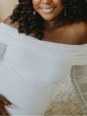 Club L London Ivory Ruffle-Trim Maxi Dress